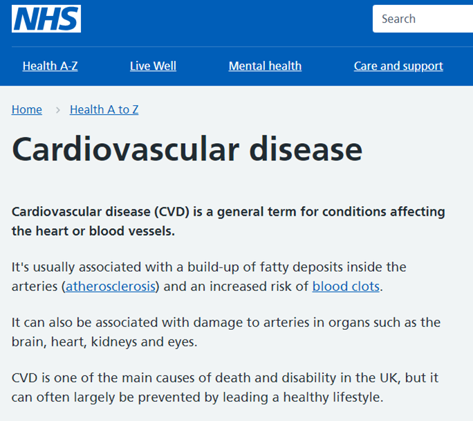 NHS website CVD info